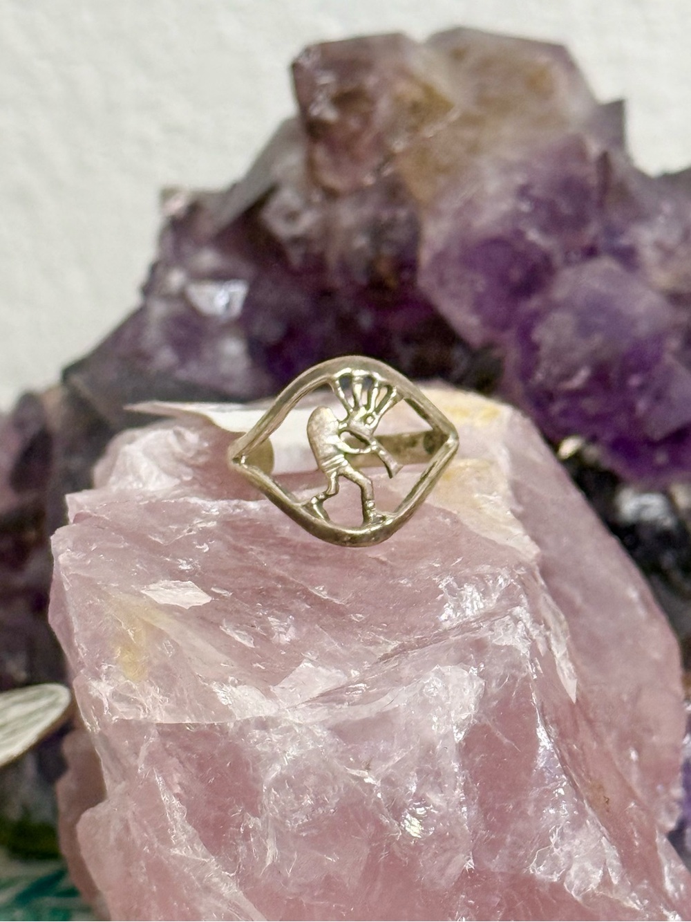 Allen Tolino Navajo Made Sterling Silver Kokopelli Silhouette Ring